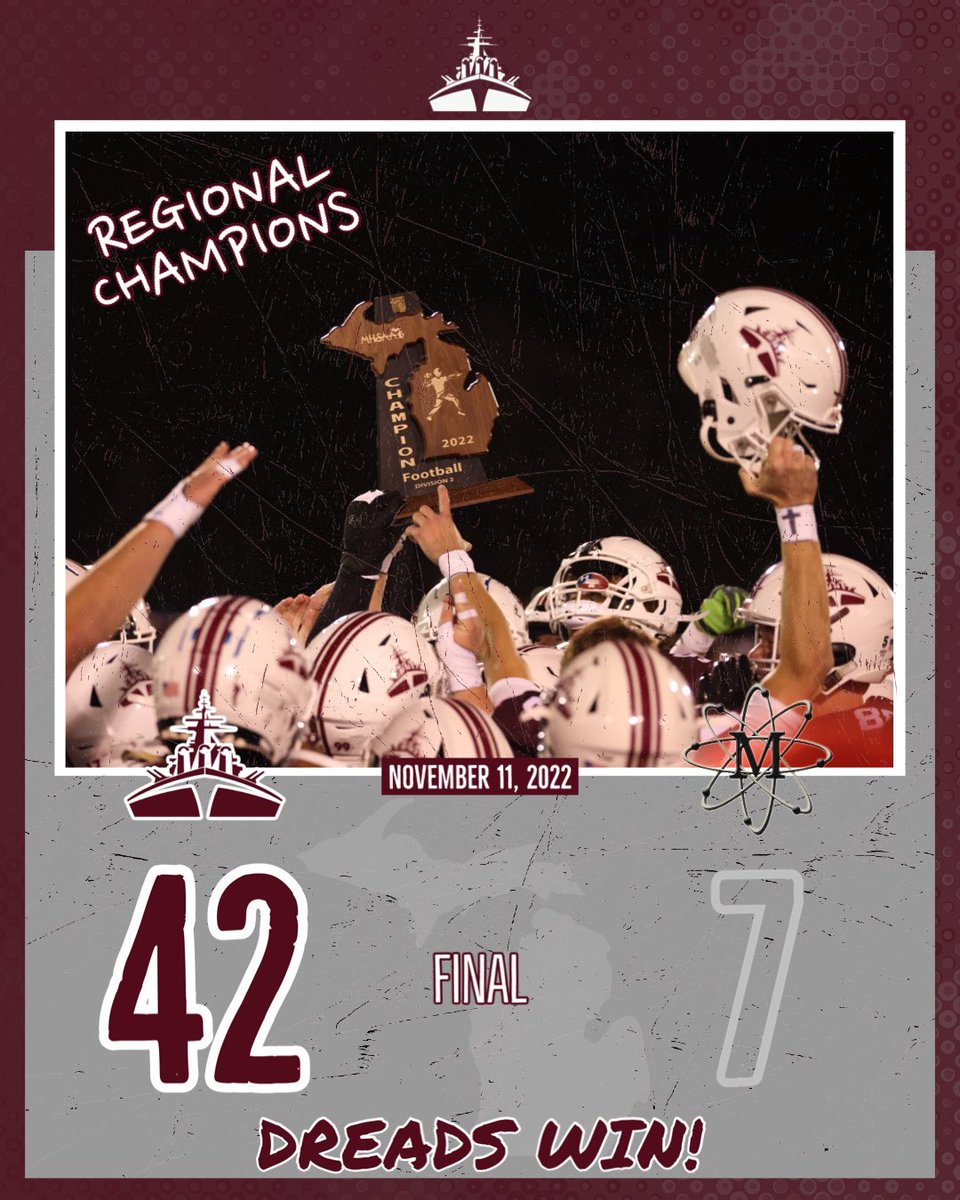 Coach_Maki_PE's tweet photo. 🏈 FINAL 🏈

Dexter  • 42
Midland • 7

✔️ SEC Red Champions 🏆
✔️ DISTRICT CHAMPS! 🏆
✔️ REGIONAL CHAMPS 🏆

FINAL FOUR! …. Who’s next?!

#MakingHistory #UNDEFEATED #DreadStrongER #WeAreNotDone #Final4 #WhosNext #WeBelieve https://t.co/4bn9PtbV3X