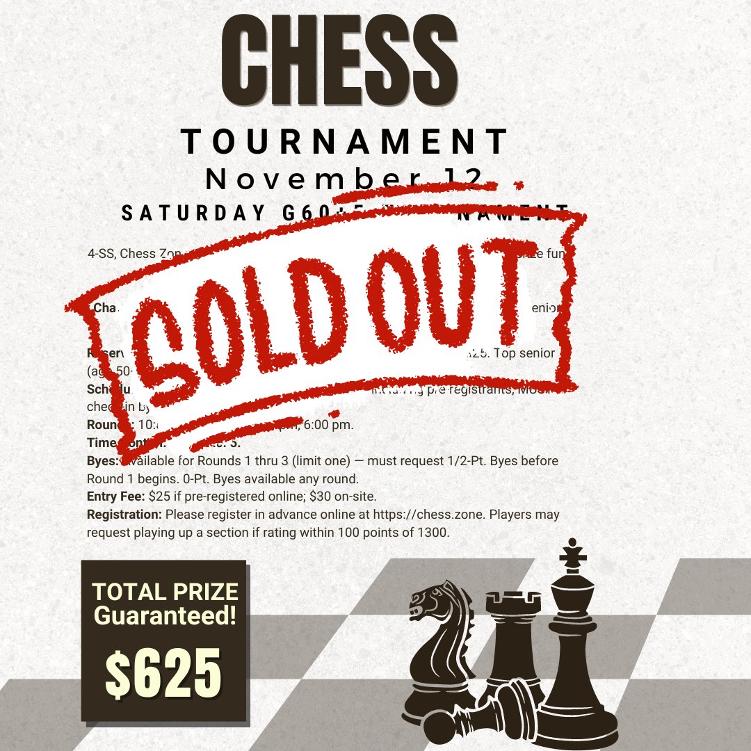 Hello friends! The G60+5 Tournament tomorrow, Saturday, November 12th has just sold out. We're so excited to have a full event and can't wait to see some of you out there. If you were not able to sign up, stay tuned. We will be organizing more events like this one very soon!