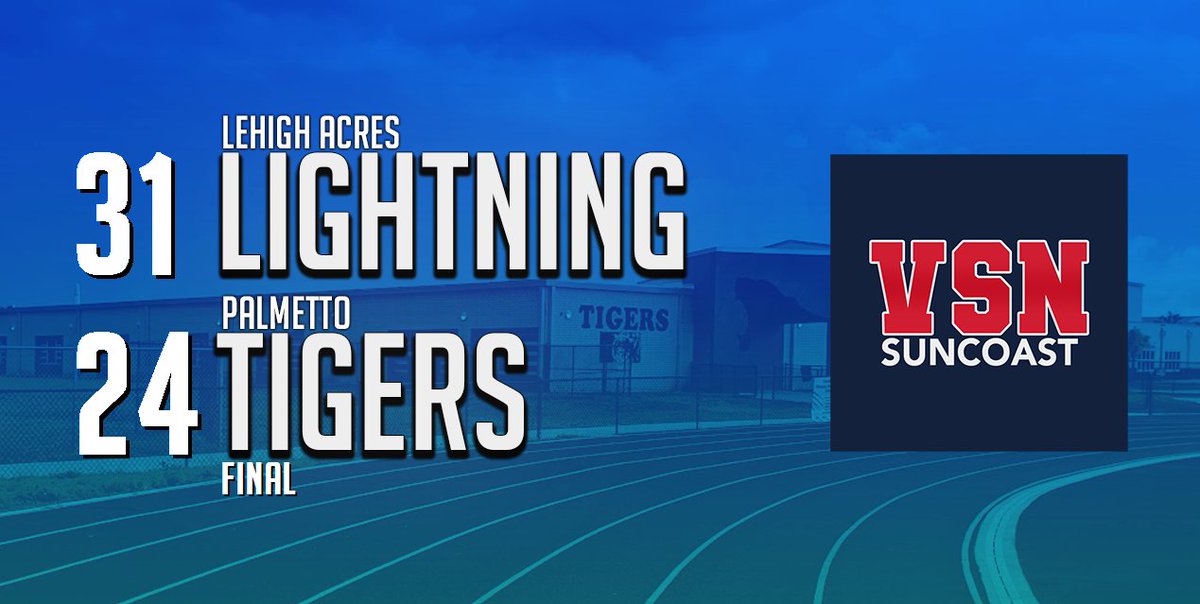 Varsity Sports Network - Suncoast (@vsnsuncoast) on Twitter photo The FINAL score tonight is
<a href="/LehighAthletics/">Lehigh Athletics</a>: 31
<a href="/PalmettoFBall/">Palmetto Football</a>: 24
Thanks to the PALMETTO TIGERS for having us.
Watch: youtu.be/_w7Rg4cJivw
@VSNFlorida <a href="/FlaHSFootball/">FloridaHSFootball.com</a> <a href="/MaxPreps/">MaxPreps</a> @USATodayHSS <a href="/SBLiveFL/">Florida High School On SI</a> <a href="/Andy_Villamarzo/">Andy Villamarzo</a> <a href="/maffsports/">Dennis Maffezzoli</a> <a href="/Godsons_Pizza/">Godson's Pizza House</a>
#OnlyOnVSN The FINAL score tonight is
<a href="/LehighAthletics/">Lehigh Athletics</a>: 31
<a href="/PalmettoFBall/">Palmetto Football</a>: 24
Thanks to the PALMETTO TIGERS for having us.
Watch: youtu.be/_w7Rg4cJivw
@VSNFlorida <a href="/FlaHSFootball/">FloridaHSFootball.com</a> <a href="/MaxPreps/">MaxPreps</a> @USATodayHSS <a href="/SBLiveFL/">Florida High School On SI</a> <a href="/Andy_Villamarzo/">Andy Villamarzo</a> <a href="/maffsports/">Dennis Maffezzoli</a> <a href="/Godsons_Pizza/">Godson's Pizza House</a>
#OnlyOnVSN