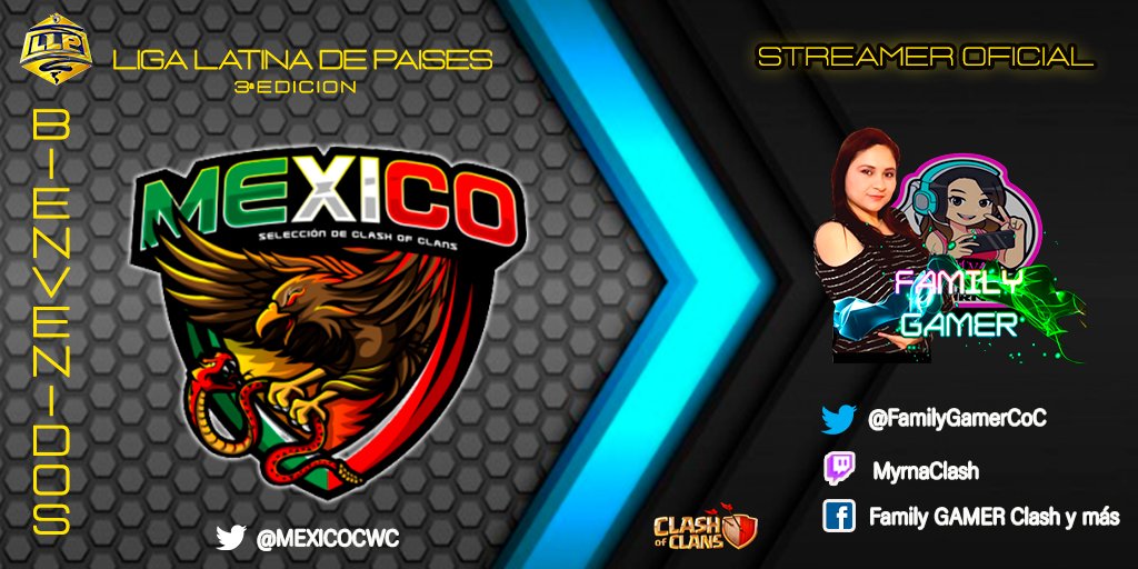 Liga Latina De Países (@llp_coc1) on Twitter photo ⚜Seguimos con la presentación de las selecciones y sus streamers que participarán en esta 3ra edición - LLP 2022⚜
🔰𝔹𝕀𝔼ℕ𝕍𝔼ℕ𝕀𝔻𝕆𝕊
<a href="/MEXICOCWC/">Selección Mexicana de Clash Of Clans</a> <a href="/FamilyGamerCoC/">Family Gamer COC</a>
🔰🇲🇽🌷 ⚜Seguimos con la presentación de las selecciones y sus streamers que participarán en esta 3ra edición - LLP 2022⚜
🔰𝔹𝕀𝔼ℕ𝕍𝔼ℕ𝕀𝔻𝕆𝕊
<a href="/MEXICOCWC/">Selección Mexicana de Clash Of Clans</a> <a href="/FamilyGamerCoC/">Family Gamer COC</a>
🔰🇲🇽🌷