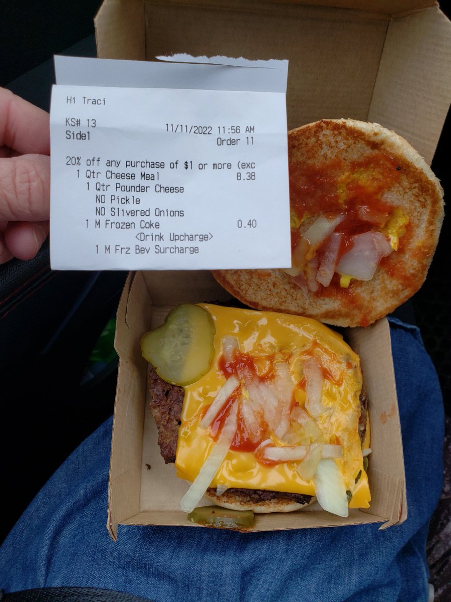 TraciBeck10's tweet photo. Mommy was mad today. See if you can see why by looking at this pic. The receipt they stick to box says same thing even in bigger print. 🤔 @McDonalds 
#fastfood 
#DogsAreFamily 
#DogsOnTwitter https://t.co/yKI6f4AeVr
