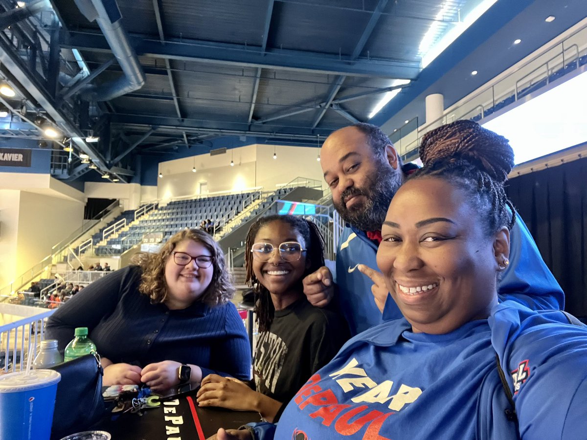DePaulResEd's tweet image. Just some of the dynamic ResEd staff at the game! #BlueGrit
