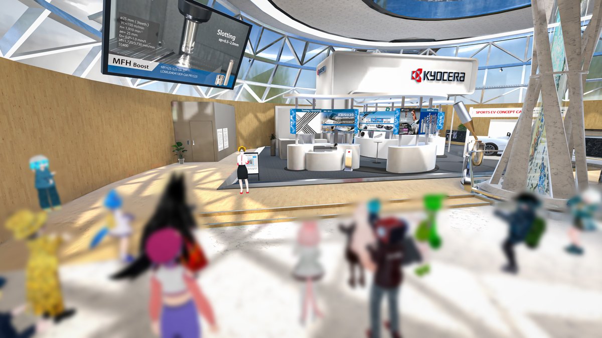 KYOCERA_TOOL's tweet photo. #JIMTOF2022 同時開催！
京セラ工具オンライン展示会 in VRChatの��知らせ

✅17時にインスタンスOPENしております。Publicで立てておりますのでkyocera1にJoinしてください（フレンド申請は不要です）
✅20時、22時にフロアツアーを開催しております。 https://t.co/vJQwu6C0wf
