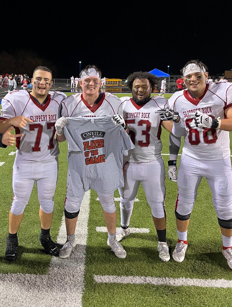 Braiden Reich along with the other defensive front guys for the Rock Isaac Bell, Matthew Cratty and Brody Galcik! 
Reich, 2 sacks, including strip sack that led to defensive TD in 1st quarter. Led the defensive effort to take home the <a href="/ONeill_Coffee/">O'NeillCoffeeCompany</a> POG T!