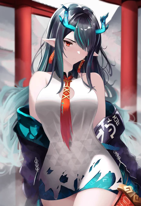  Dusk from #Arknights, very happy with how this one came out.  #アークナイツ #明日方舟 