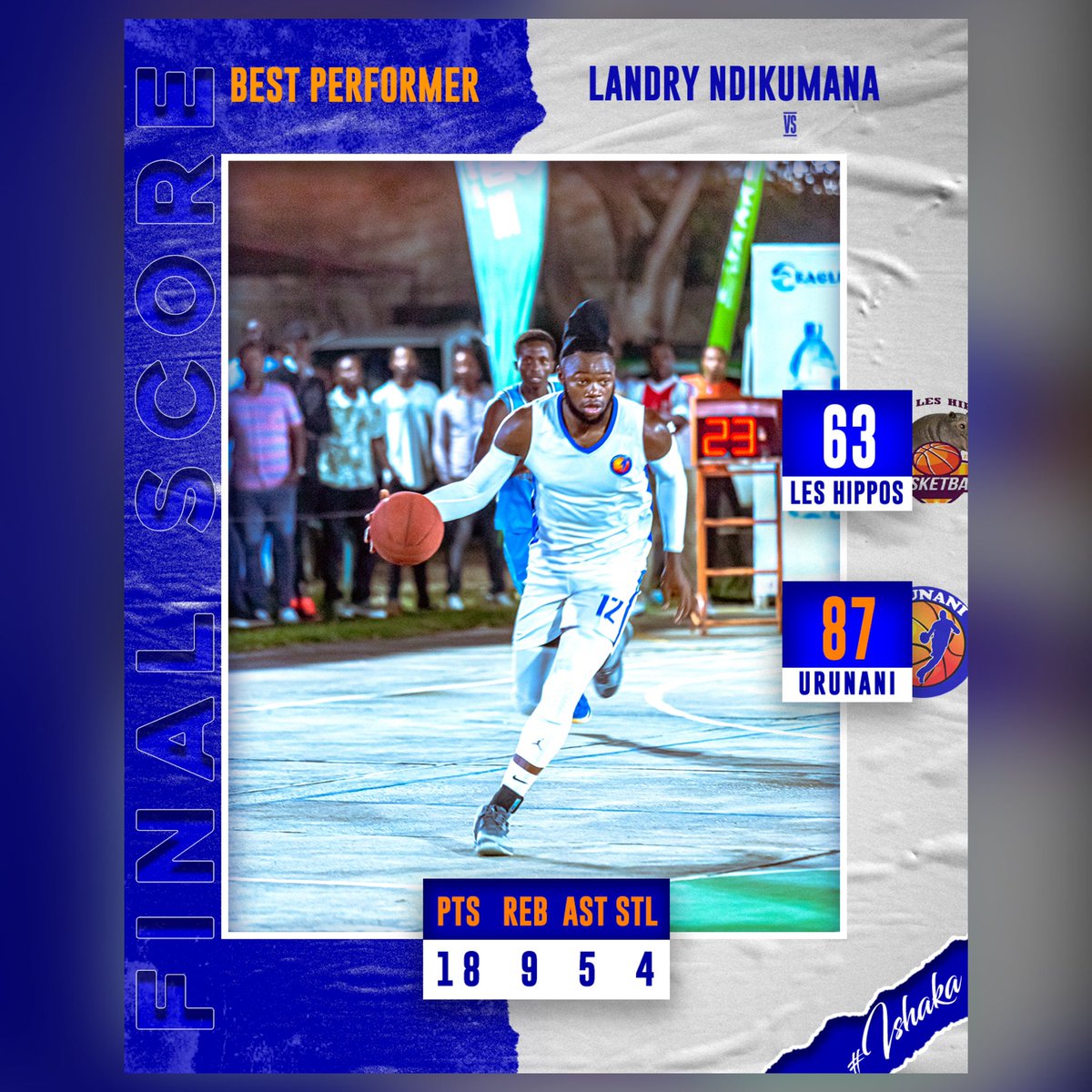 URUNANI_BBC's tweet photo. «Another One», We’re in the final!!
Our Urunani vs Les Hippos top performer is Captain Landry Ndikumana🫡
Big Man, take a bow!!
#CRDBcup
#Urunani #Ishaka https://t.co/y0dMNtERyZ