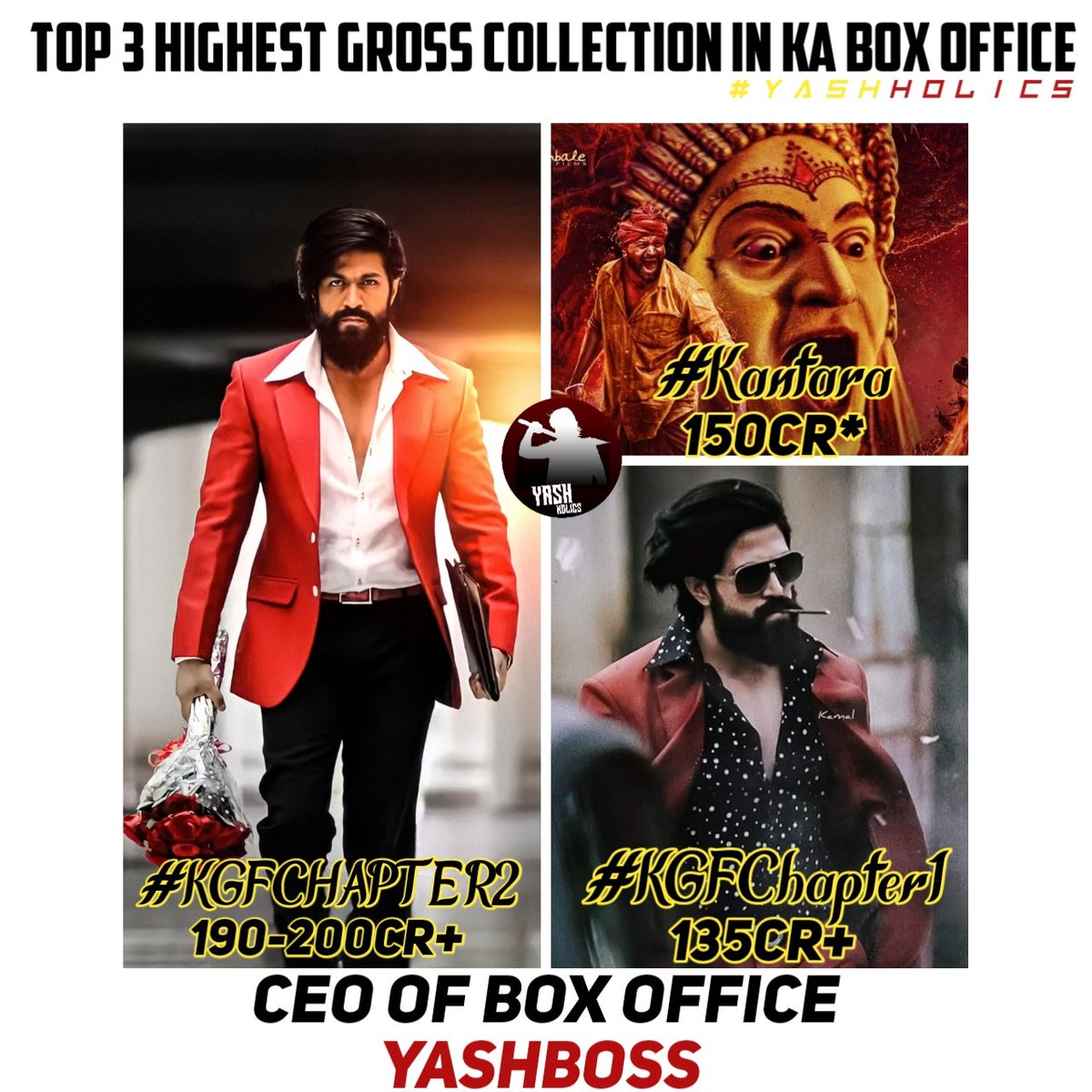 iloveyashboss's tweet photo. Top 3 Highest Gross Collection In KA Box Office
#KGFChapter2 190-200cr+
#Kantara 150cr**
#KGFChapter1 140cr+
#Yash19 #YashBoss #YashHolics
@TheNameIsYash https://t.co/v4BhNBNZQe
