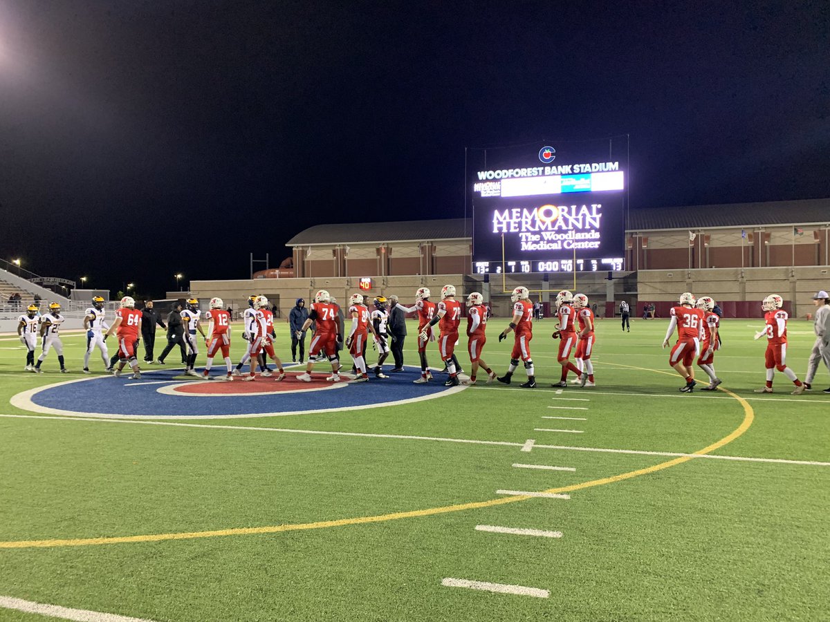 FINAL

<a href="/twhfootball/">Highlander Football</a> 73
<a href="/FootballNimitz/">Nimitz Football</a> 13

The Woodlands dominates all game winning their first avi-District round in 2 years. They will play Klein Cain in Round 2! #txhsfb