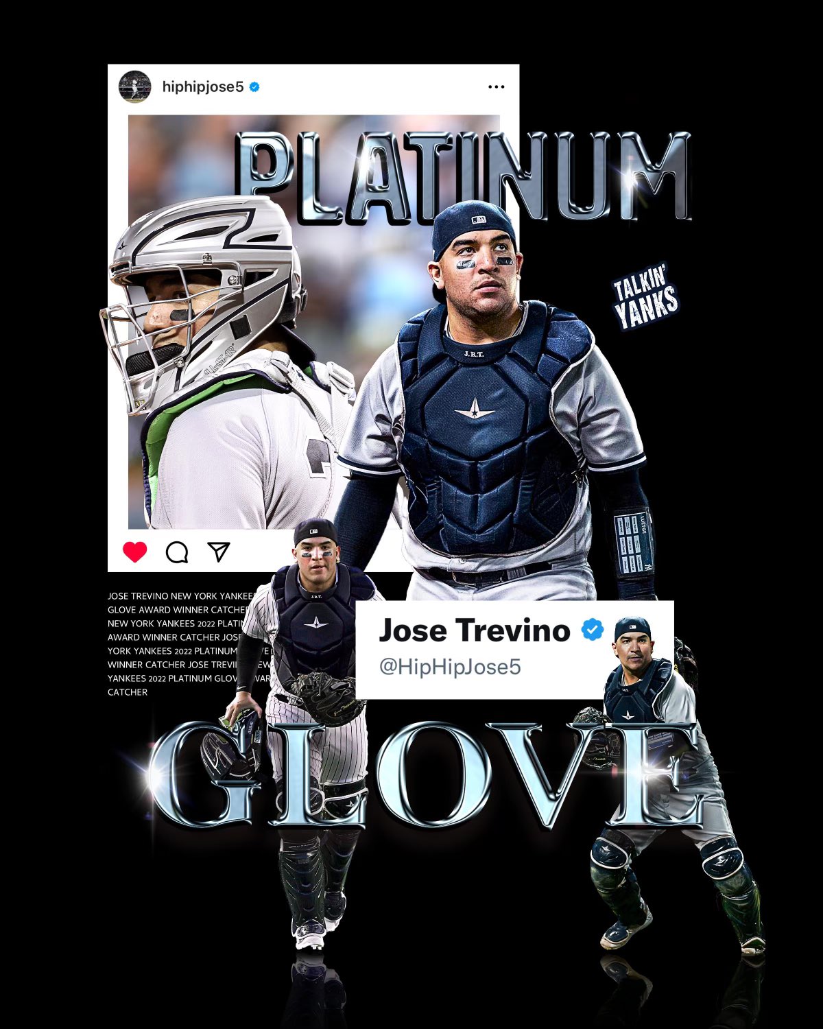 Talkin' Yanks on X: Jose Trevino becomes the first Yankee and the first  American League catcher to win the Platinum Glove Award!   / X