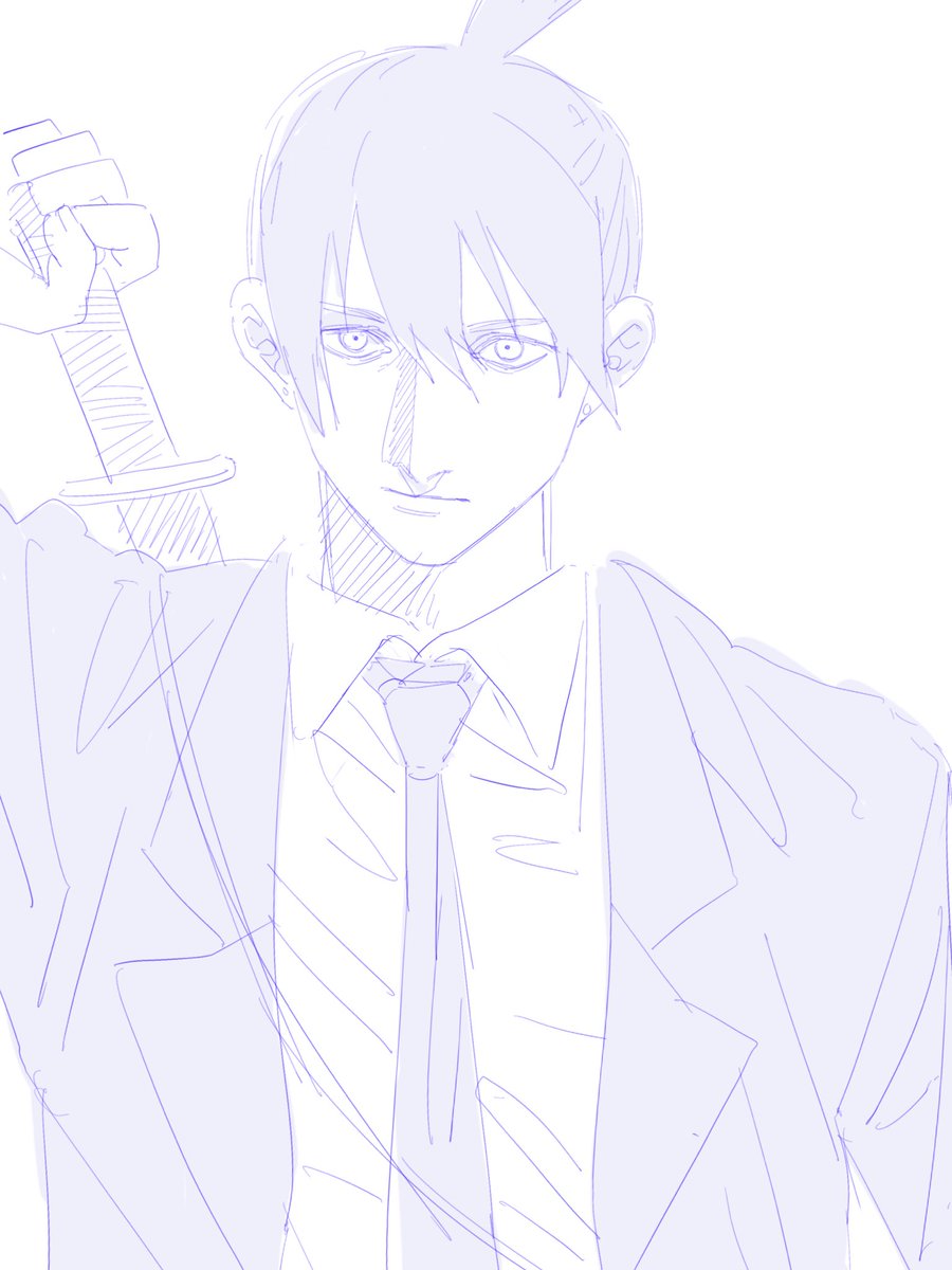 hayakawa aki topknot weapon 1boy sword necktie suit formal  illustration images