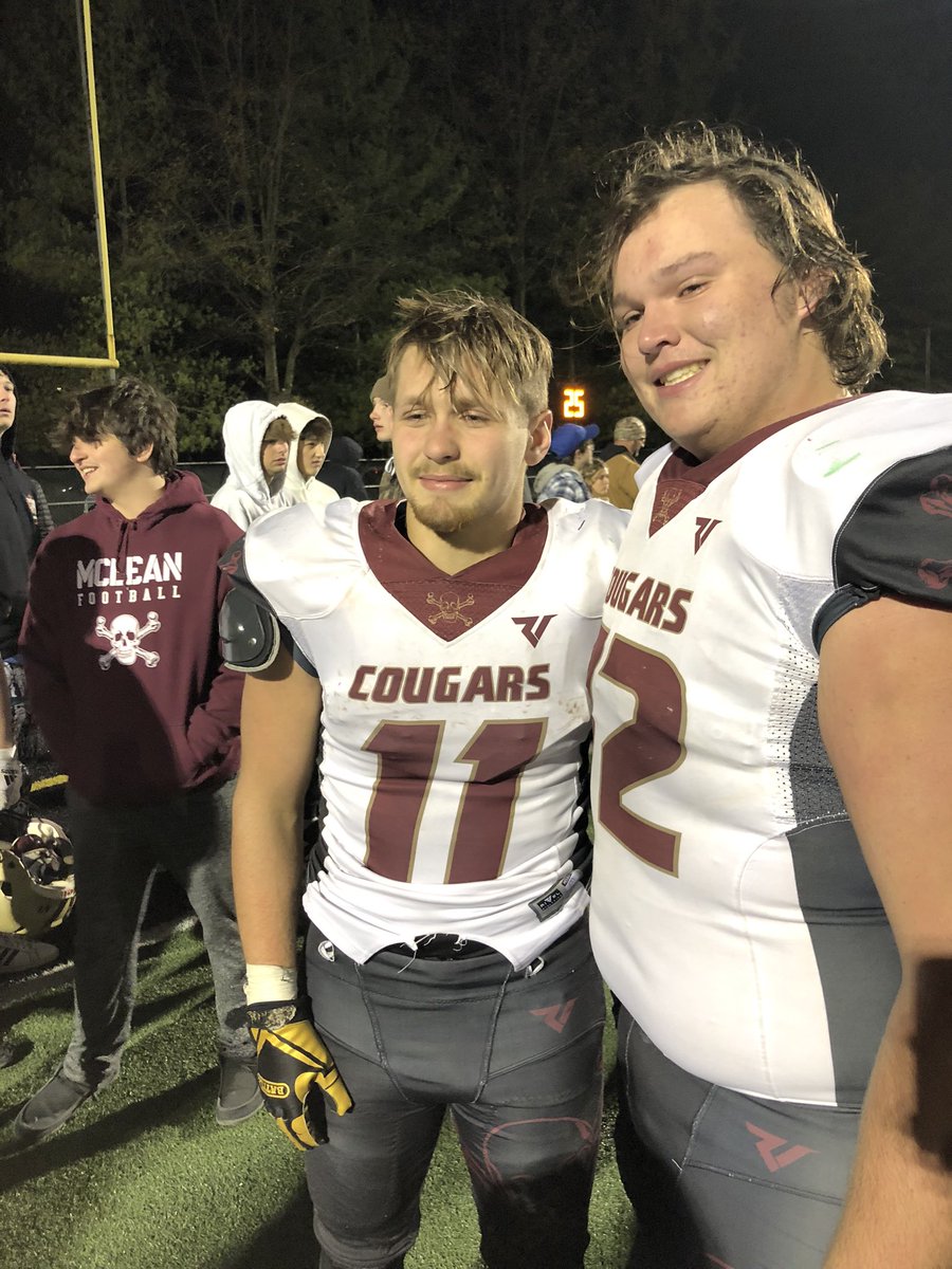 AngieLGoodwin's tweet photo. So very proud of this group of boys‼️ They had an amazing season, grew as a team and set records. 
I’m going to miss these Friday night high school🏈 lights! 
Love you @LandenGoodwin. 
Great season Cougars! 
Mclean 32- Catholic 47 https://t.co/fEbKSH5QoF