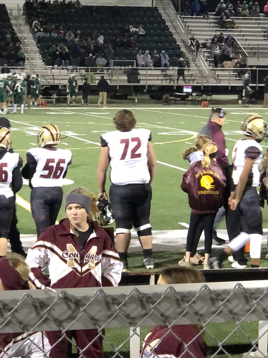 AngieLGoodwin's tweet photo. So very proud of this group of boys‼️ They had an amazing season, grew as a team and set records. 
I’m going to miss these Friday night high school🏈 lights! 
Love you @LandenGoodwin. 
Great season Cougars! 
Mclean 32- Catholic 47 https://t.co/fEbKSH5QoF