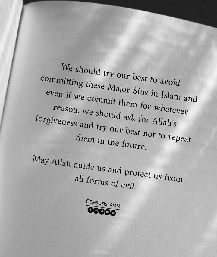 70 MAJOR SINS IN ISLAM....👇 SUBHANALLAH 💔 https://t.co/JyUqH7lj53