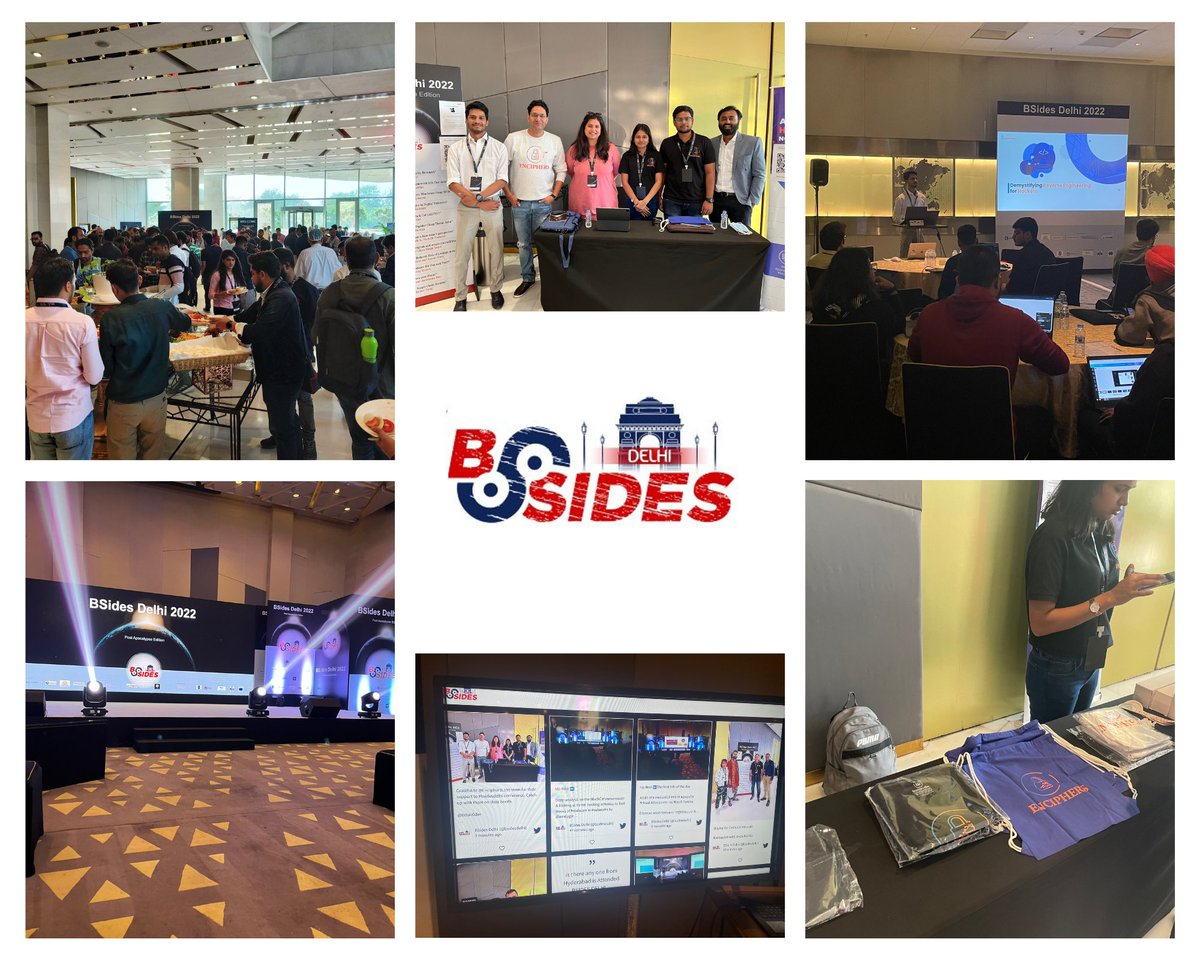 EnciphersLabs's tweet photo. Thanks to the whole @bsidesdelhi team, for another year of amazing conference. It's was great to meet friends, attend workshops &amp; talks... and have fun at the party. 

A day well spent. See you all next year. 

#BSidesDelhi2022 https://t.co/9nRruCMm5U