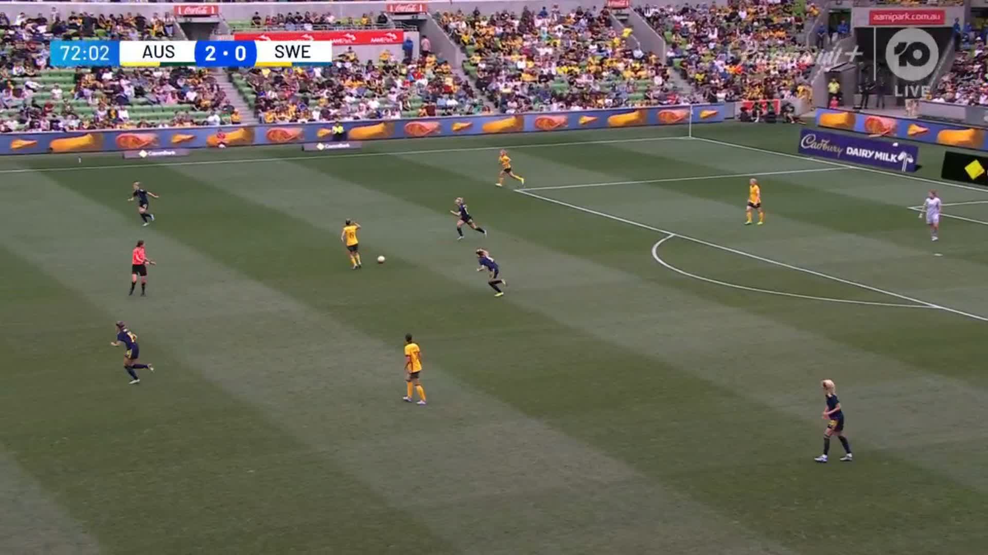 Mary Fowler. 3-0. @TheMatildas are flying 🔥

Follow 🇦🇺 vs 🇸🇪 LIVE:  

#AUSvSWE”