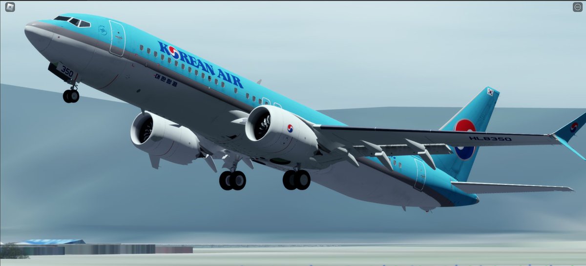 RobloxKoreanAir's tweet image. ⚠️B737-8 (HL8350) is having its final test flight before today&apos;s inaugural flight.