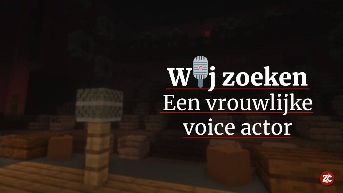 Wij zijn opzoek naar een vrouwelijke voice actor! 🎤

Wat wij zoeken:
- Leeftijd 18 tot 25 jaar
- Goede zangstem
- Goed met verschillende karakteristieke stemmen
- Professionele kwaliteit in audio

Ben jij diegene die wij zoeken? Solliciteer dan nu via een open sollicitatie! 📬