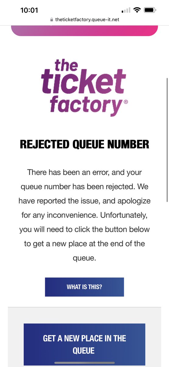 davidhulme3's tweet photo. @ticketfactory so unfair joined the super fan club the other day get in the queue today it’s my turn then this happens!!! https://t.co/YBs9wPbpGq