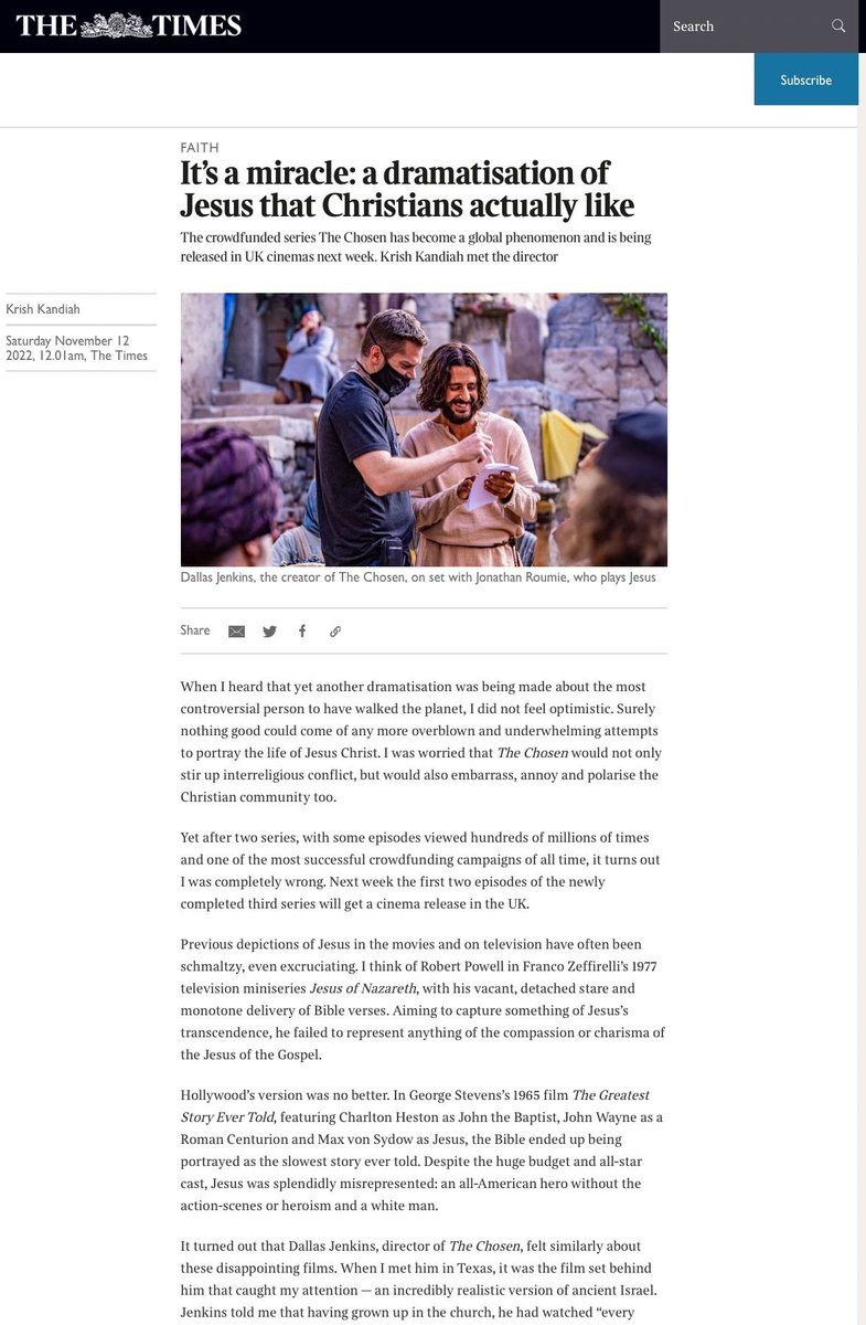 Dr Krish Kandiah OBE (@krishk) on Twitter photo Jesus is not just the most controversial person to have walked the planet, but the one who is continuing to have the most impact on lives today, with over 2.2 billion people identifying as his followers.
Me in <a href="/thetimes/">The Times and The Sunday Times</a> today writing about <a href="/thechosentv/">The Chosen</a> thetimes.co.uk/article/d33d47… Jesus is not just the most controversial person to have walked the planet, but the one who is continuing to have the most impact on lives today, with over 2.2 billion people identifying as his followers.
Me in <a href="/thetimes/">The Times and The Sunday Times</a> today writing about <a href="/thechosentv/">The Chosen</a> thetimes.co.uk/article/d33d47…
