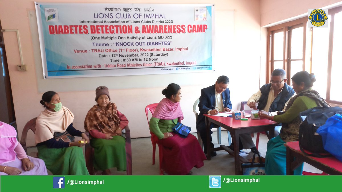 #LionsClubofImphal  #Dist322D in association with TRAU conducted #Diabetes Detection & Awareness Camp at TRAU office, Kwakeithel Bazar, Imphal. The camp was held as #OneMultipleOneActivity of MD 322 under the theme #KnockOutDiabetes. @lionsclubs #LionsClubsInternational #WeServe