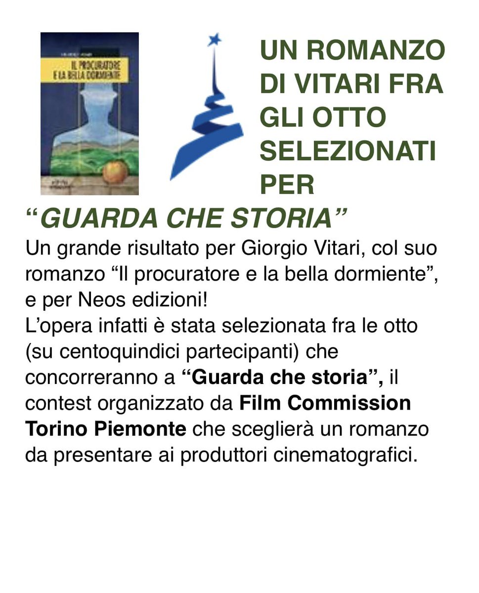 OfficineTesto's tweet photo. Un altro ottimo risultato per la Neos Edizioni e i suoi autori. Giorgio Vitari, con Il procuratore e la bella dormiente, si classifica tra gli 8 finalisti del contesto Guarda che storia!
#libri #concorsiletterari https://t.co/KzSkqhRNJA