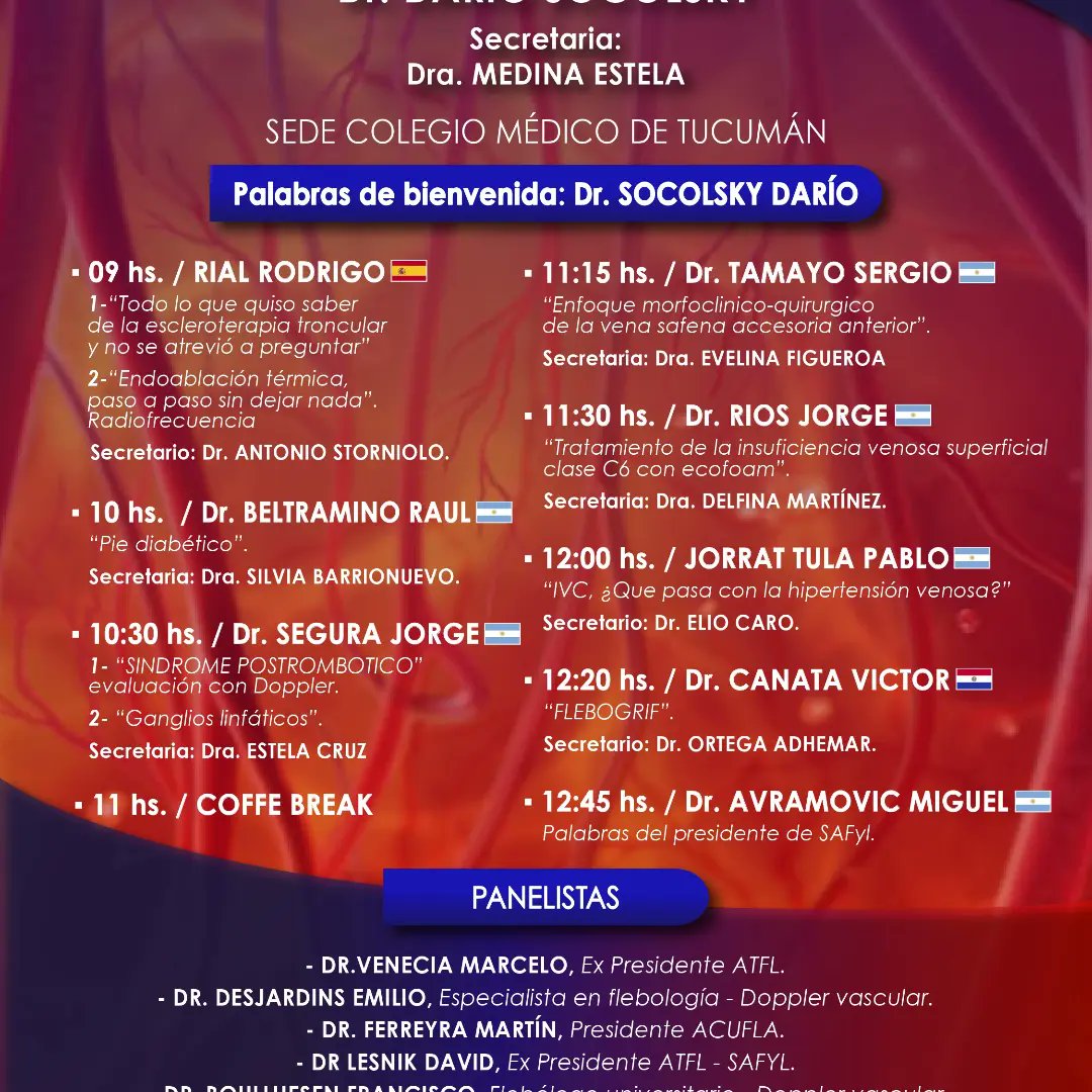 Es para mí una gran satisfacción participar hoy en esta jornada que organiza la Sociedad Tucumana de Flebología y Linfología, con dos ponencias.
#doctorrial #cirugiavascular #veins