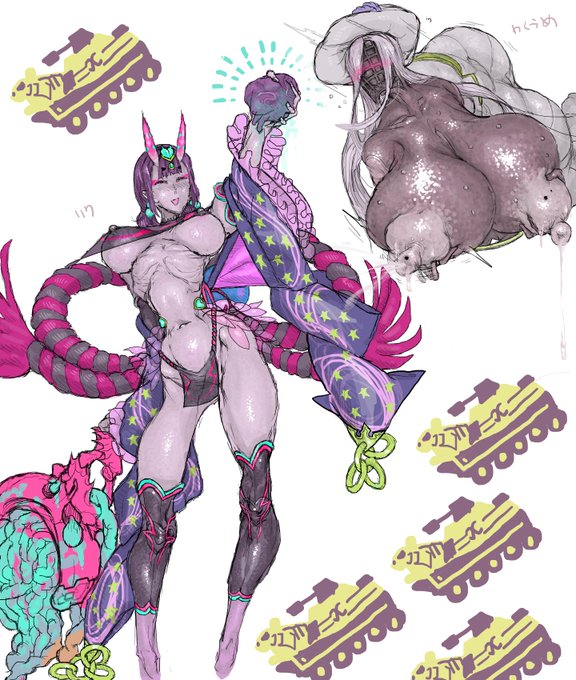 リクエスト絵の
キャスター酒呑童子さん+α 