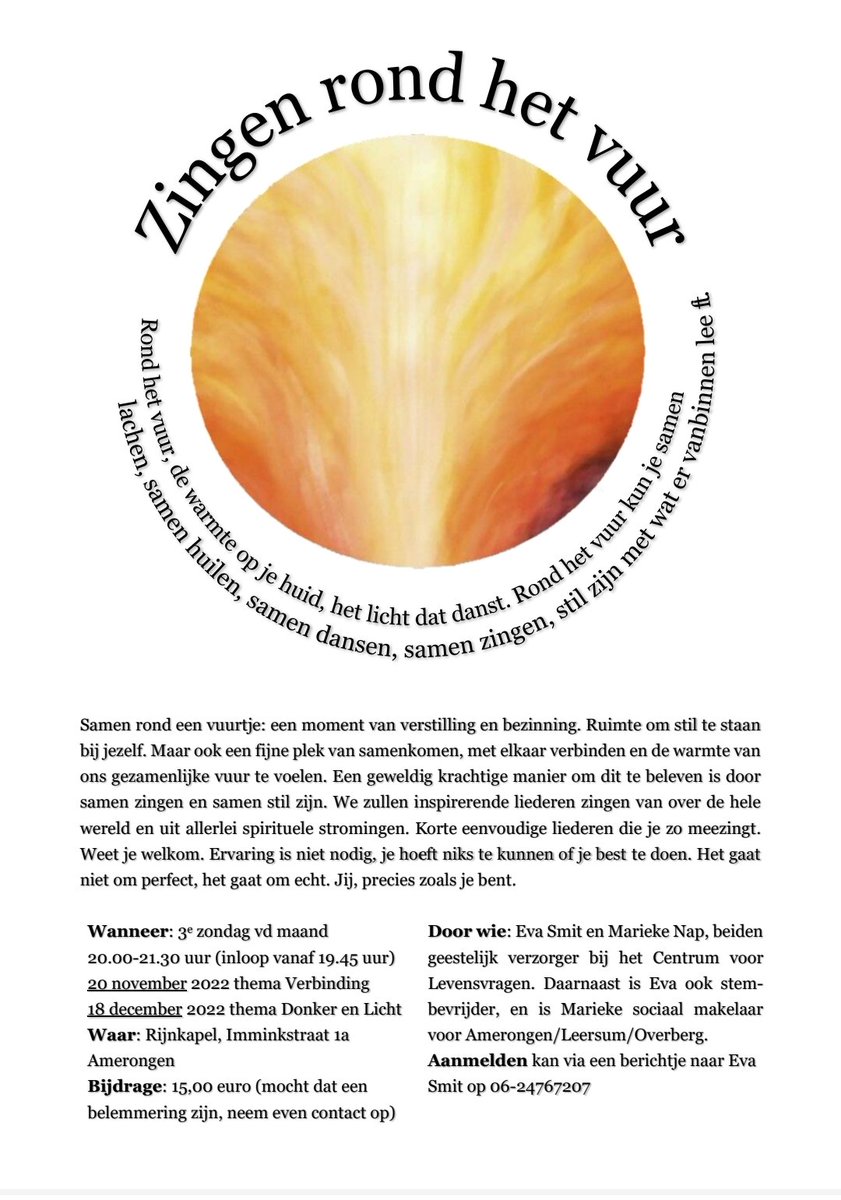 Mooi initiatief in Amerongen, Zuidoost-Utrecht door geestelijk verzorgers Eva Smit en Marieke Nap !