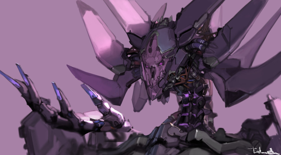 mecha robot no humans open hands solo science fiction purple eyes  illustration images