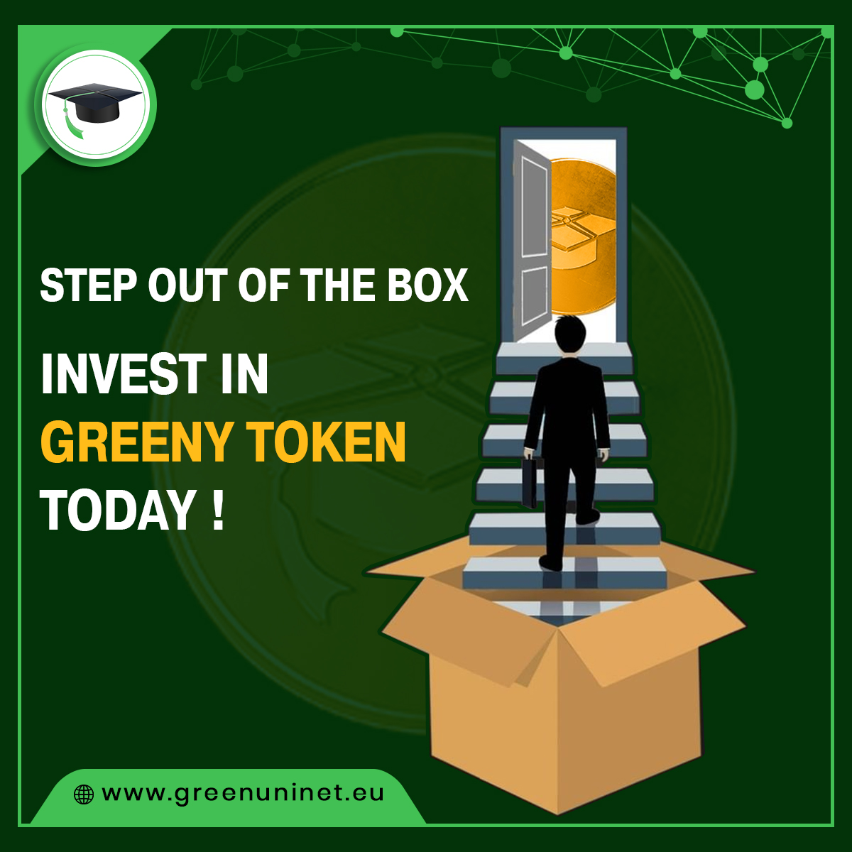 Step out of the box⚡️

Invest in #Greeny token!

➡️ greenuninet.eu/sale/

#greenuninetwork #crypto #cryptocurrency #cryptoinvesting #tokensale #publicsale #cryptoinvestors #cryptomarket