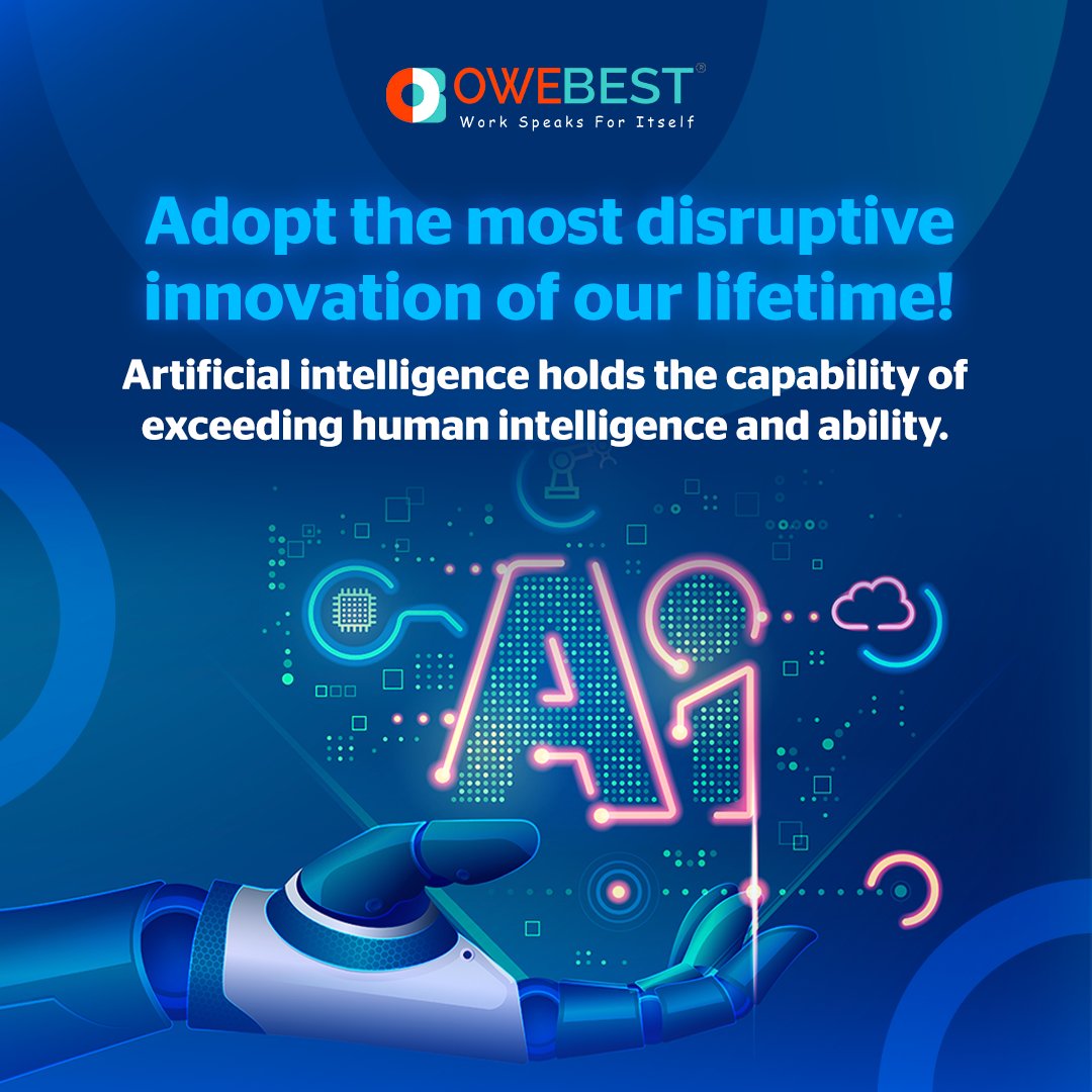 OweBest's tweet photo. Artificial Intelligence: Let’s Change the World!!

Adopt the most disruptive innovation of our Lifetime!

To More Information Click Here ➤
https://t.co/QGcMxU6A6p

Get free assistance at ➤ +91 9116599981

#owebest #artificialintelligence #artificialintelligencetechnology #AI https://t.co/MZzTW4lF6h