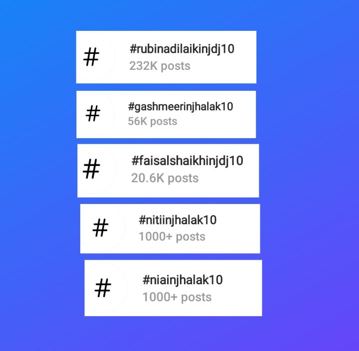 Exclusive:

#RubinaDilaik 's Jhalak hastag on IG crossed 232k+ post followed by
#GashmeerMahajani with 56k,
#FaisalShaikh with 20.6k
#NitiTaylor with 1k+ and #NiaSharma with 1k+ post ❤️

#JhalakDikhhlaJaa10 #JDJ10