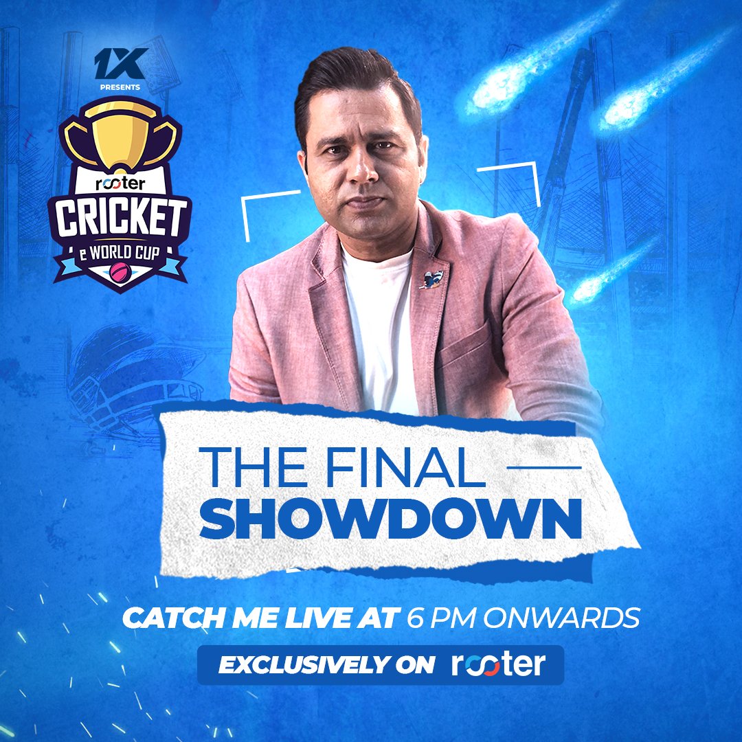 cricketaakash's tweet photo. Catch me taking over the commentary booth for the thrilling finale of the 1xBet presents Rooter cricket eWorld Cup. @1xBet_in @RooterSports
#Rooter #FansYahanHain #FansJahanCricketWahan #eWorldCup #1xbet
#AD https://t.co/2JFsjnHViQ