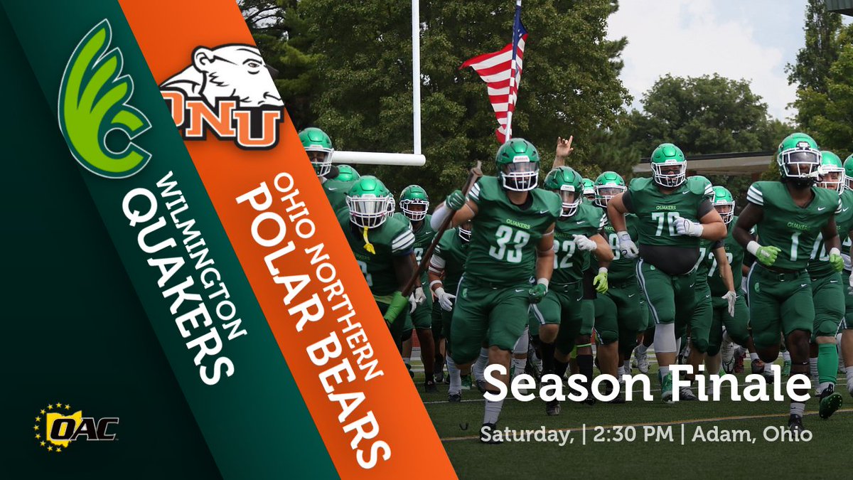 FB | One final time, the 2022 <a href="/DubC_Football/">Wilmington Football</a> team takes the field as the Quakers head to Ohio Northern for the season finale this afternoon.

Preview/coverage - bit.ly/3GacDEp.

#WeAreDubC #QuakerStyle #d3fb