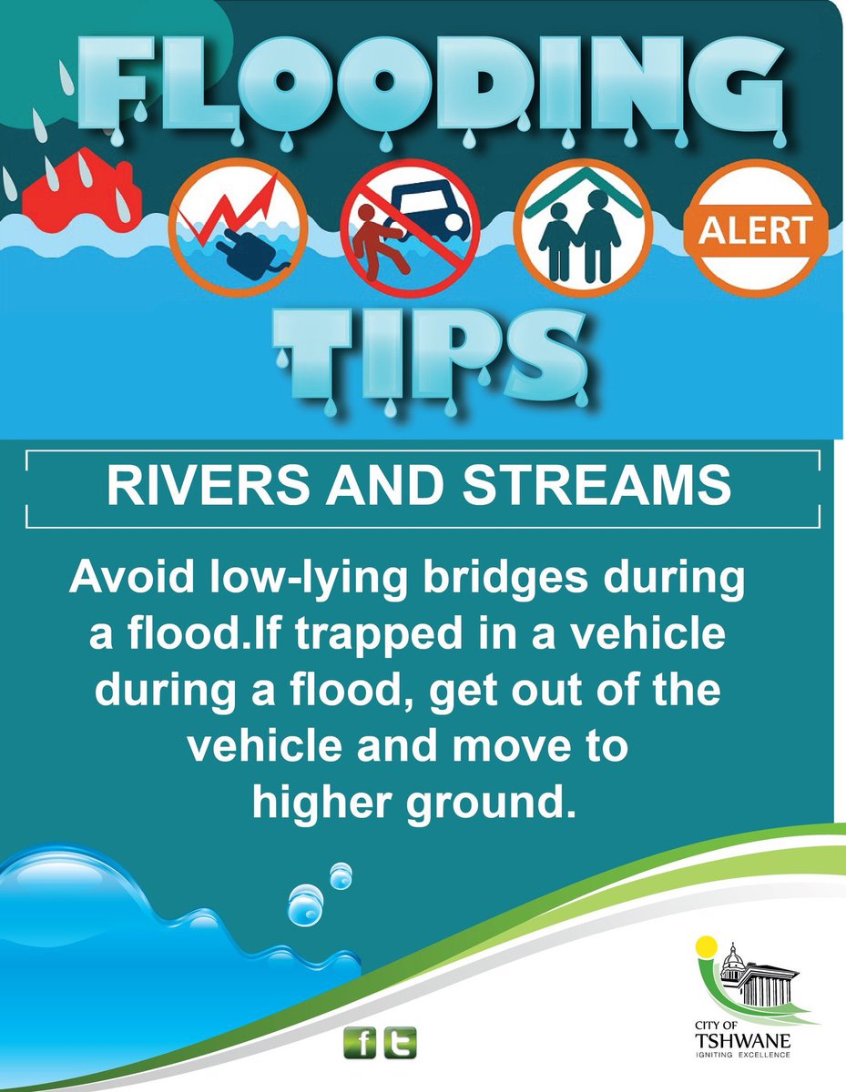 CityTshwane's tweet photo. Motorists are advised to avoid low-lying bridges. #floodingtips #ArriveAlive https://t.co/ALS52SK0hi