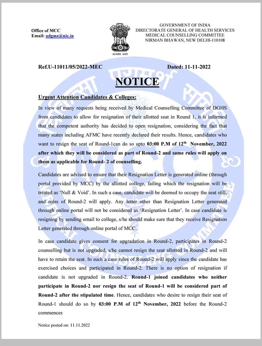neetsarathi's tweet photo. MCC NOTICE :
For Admission enquiry - +919971856548
Follow @NeetugUpdate
For #neetugupdate2022 #neetug2022 #neetug #neetcounselling2022 #NEET #neet2023 #neetugcounselling #mccupdate #MBBS #mbbdadmission #mccnotice https://t.co/4RWiDrteKw