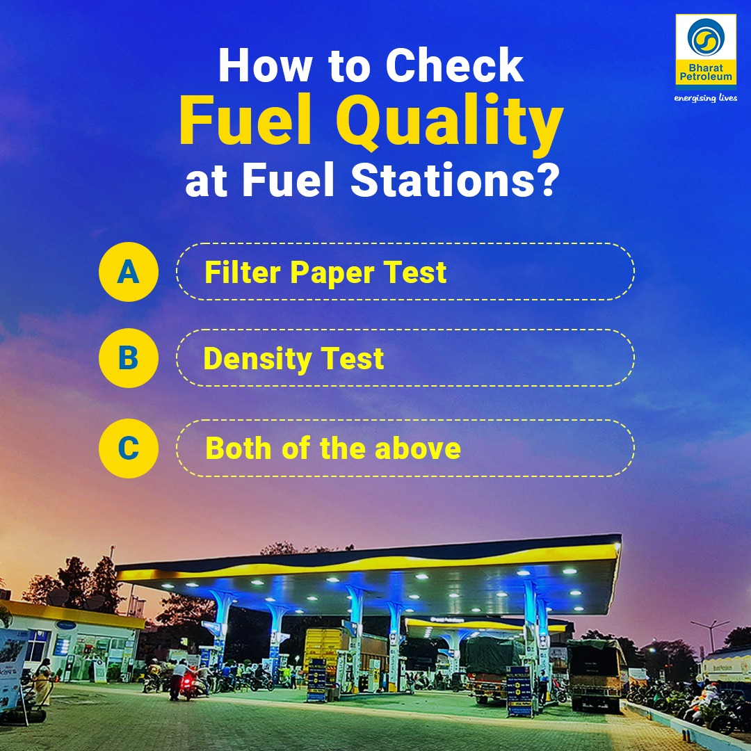 BPCLimited's tweet photo. Do you know you can always check the quality of the fuel at our Fuel Stations anytime, by either or both these methods?

Share your answer to win voucher worth Rs 1000.

To qualify:
Tag 3 friends
Use #Bharatpetroleum

#BPCL #Contest #ContestAlert #Quality #FuelStations https://t.co/WLAnBghTyI