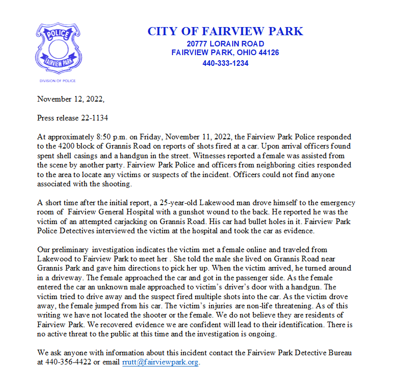 Fairview Park Police Department (@fairviewparkpd) on Twitter photo 