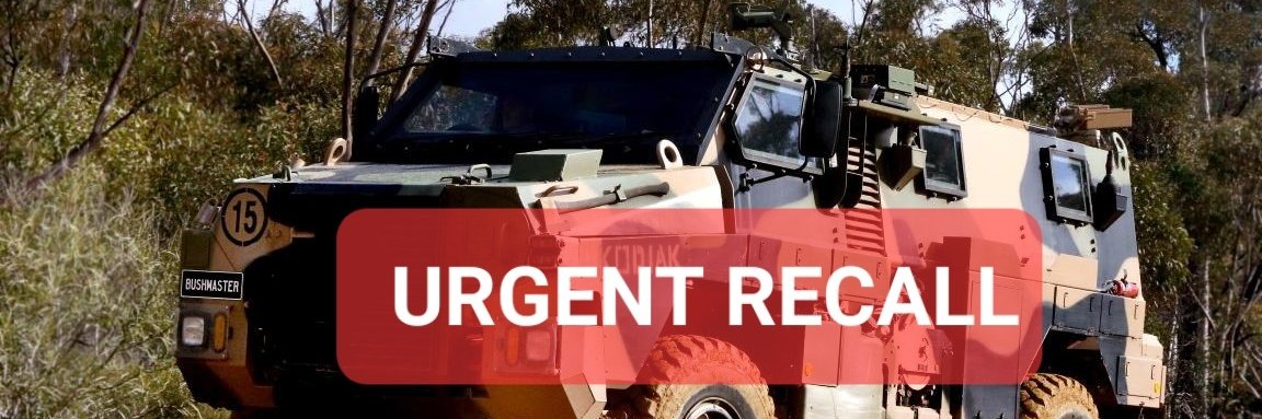 thales_defence's tweet photo. Thales Defence regrets to announce an urgent recall of our #Bushmaster vehicles, including 20 recently gifted to @prabowo. These weapons are potentially fatal. Contact our HQ @thalesgroup for recall instructions. https://t.co/1KfDcGxcou
