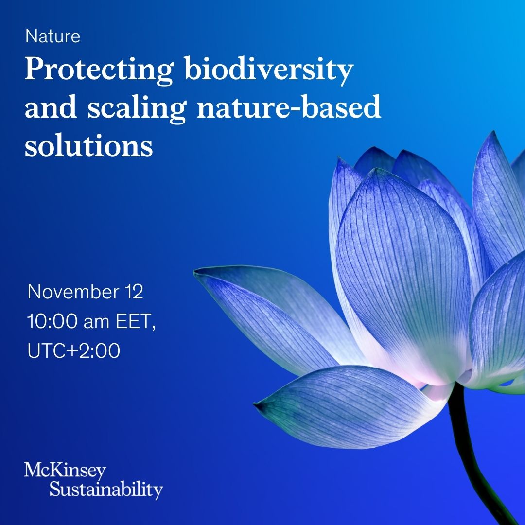 📣 📅 Livestream #McKinseySustainability at #COP27 
Protecting biodiversity and scaling nature-based solutions 🌱 
Sei live dabei: mck.co/3NNFUql