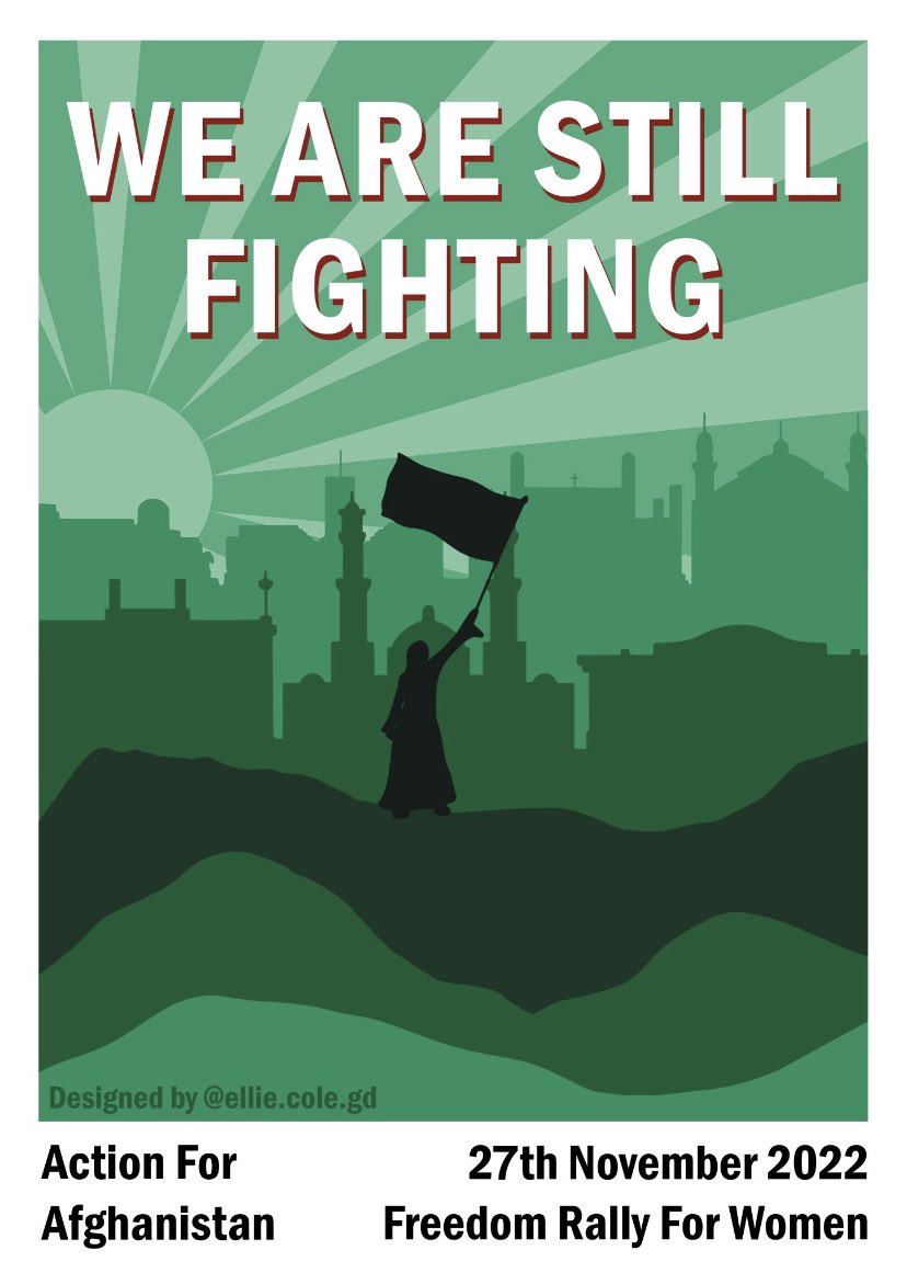 Afghan women have faced some of the harshest consequences of Taliban rule, whilst leading the fight to protect human rights in Afghanistan. 

Stand with them.

March for freedom for Afghan women and girls - London, 27 Nov - 11.30am-2.30pm
#FreeAfghanWomen 
#BreadWorkFreedom