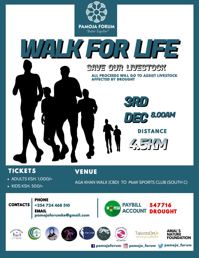This is the worst drought in Kenya which has dried up water sources, killed livestock and destroyed food crops across the country.
Join us for a drought walk to save lives of those affected.

WALK THE DISTANCE MAKE A DIFFERENCE.