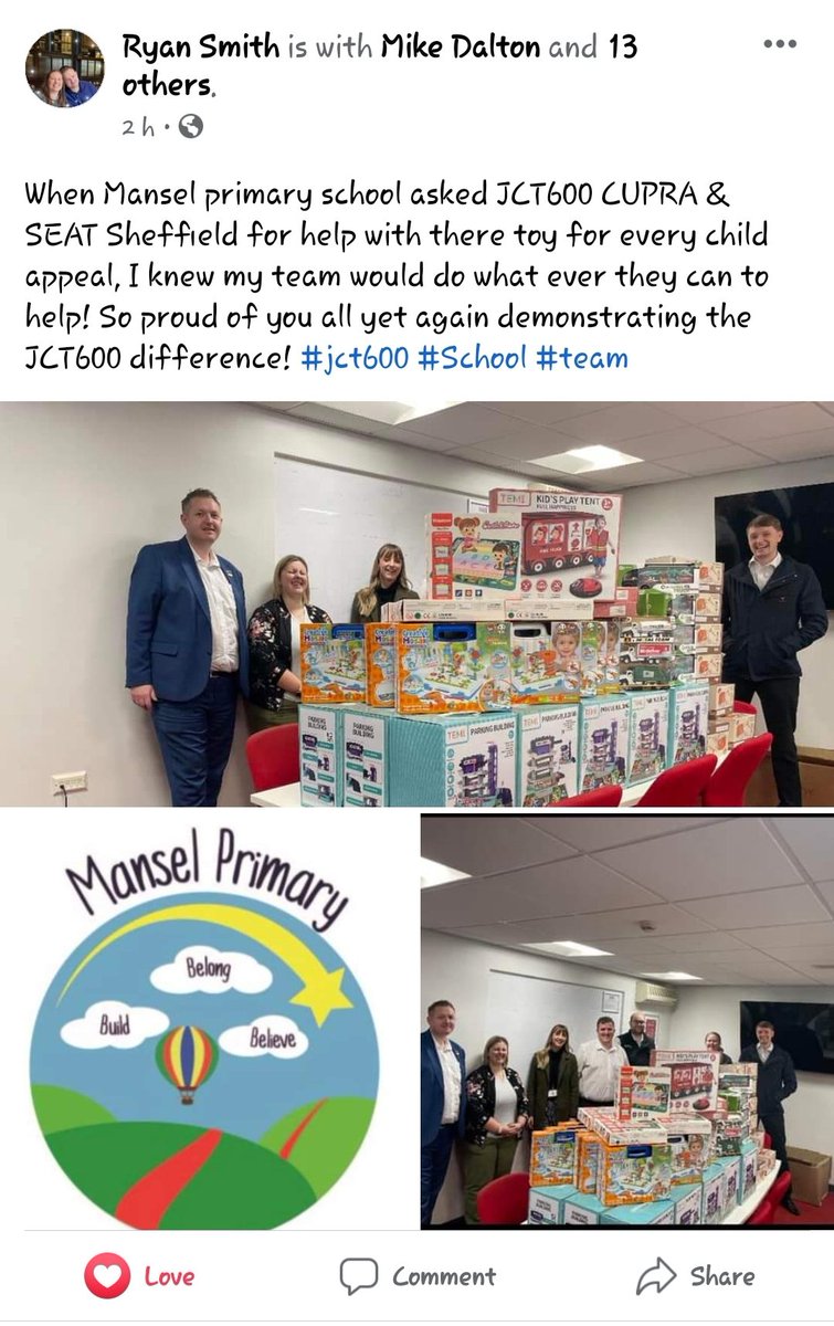 LoobyBlade's tweet photo. I want to say a huge THANK YOU to Ryan Smith and his team 🥰 @JCT600 #Seat Sheffield what you have done for the children @ManselLearning is amazing #Christmasextravaganza #atoyforeverychild. If anyone can help please get in touch. https://t.co/49sc1txNX5