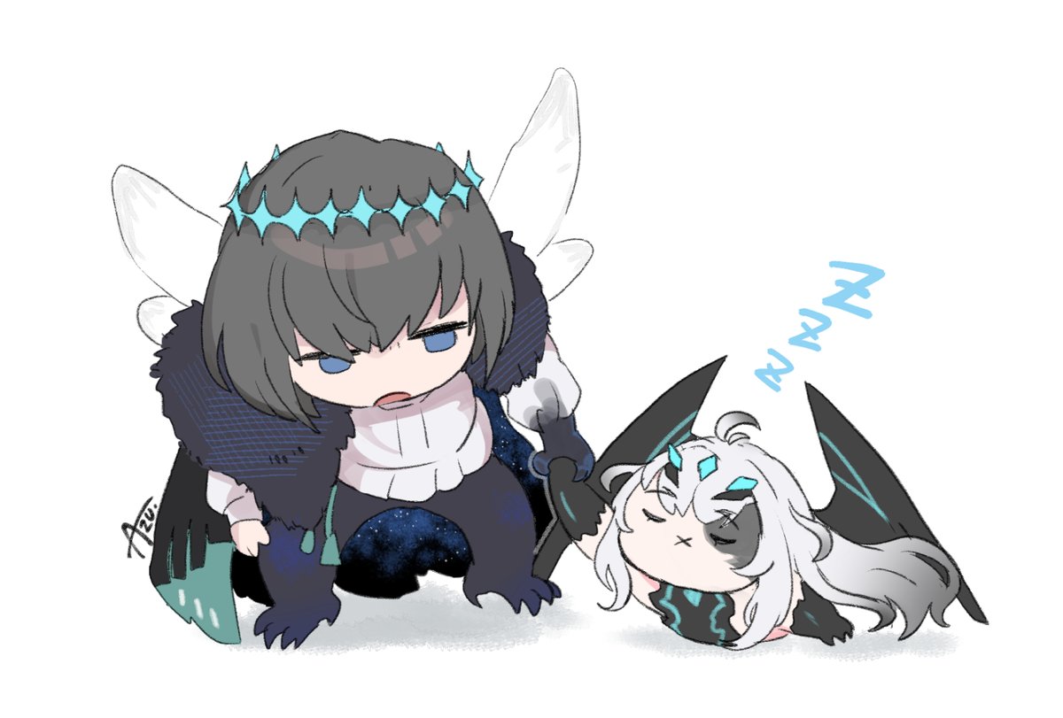 fairy knight lancelot (fate) ,oberon (fate) 1girl 1boy insect wings wings blue eyes chibi sleeping  illustration images