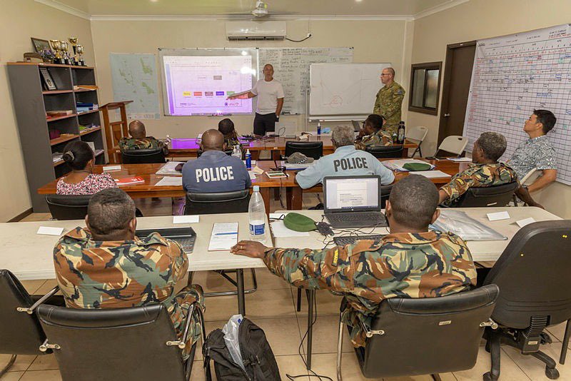 AusHCVanuatu's tweet photo. 🇦🇺 is pleased to partner with 🇻🇺 to build our collective disaster resilience.  This includes #YourADF, 🇻🇺 Police Force and 🇻🇺’s NDMO working together to deliver HADR planning training in preparation for the high-risk weather season. https://t.co/iuylQao8MN