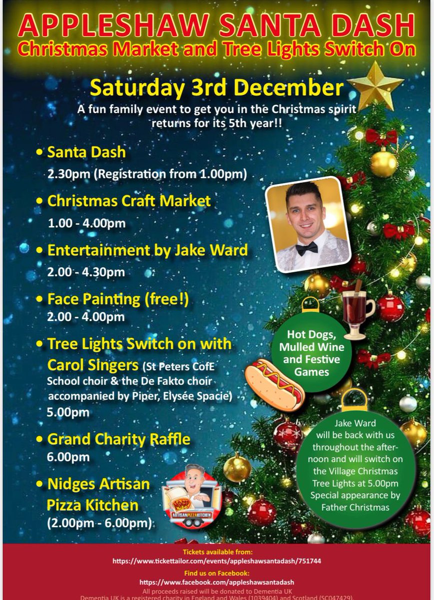 SeanCaddy5's tweet photo. looking forward to the #Christmas spirit? why not stay the month by joining our #Santa Dash you can #run #jog or #walk the 3k circuit around the beautiful village of @AppleshawVill all profits will be given to @DementiaUK https://t.co/pRbN3U42Um