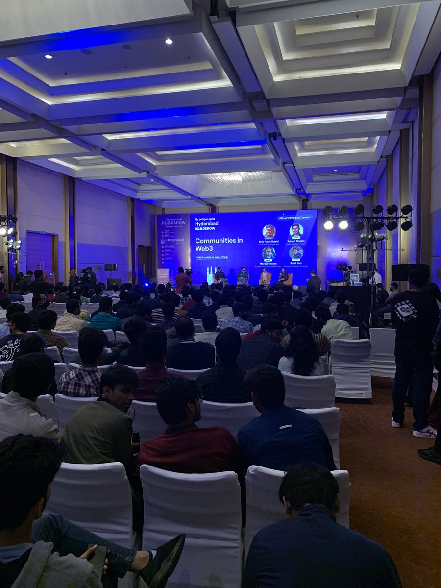 GuildHyderabad's tweet photo. Panel Discussion on Web3 Communities in India and What role they play in the product by panelists @sivramshastri @0xAkashShukla @merajismeraj @sensahil
@codeforindia_
@0xPolygon #LFG @GuildHyderabad
#PolygonGuildHyderabad #RoadtoPolygonConnect #Web3MadeInIndiaTour #web3 https://t.co/UmsJ3kmsWb
