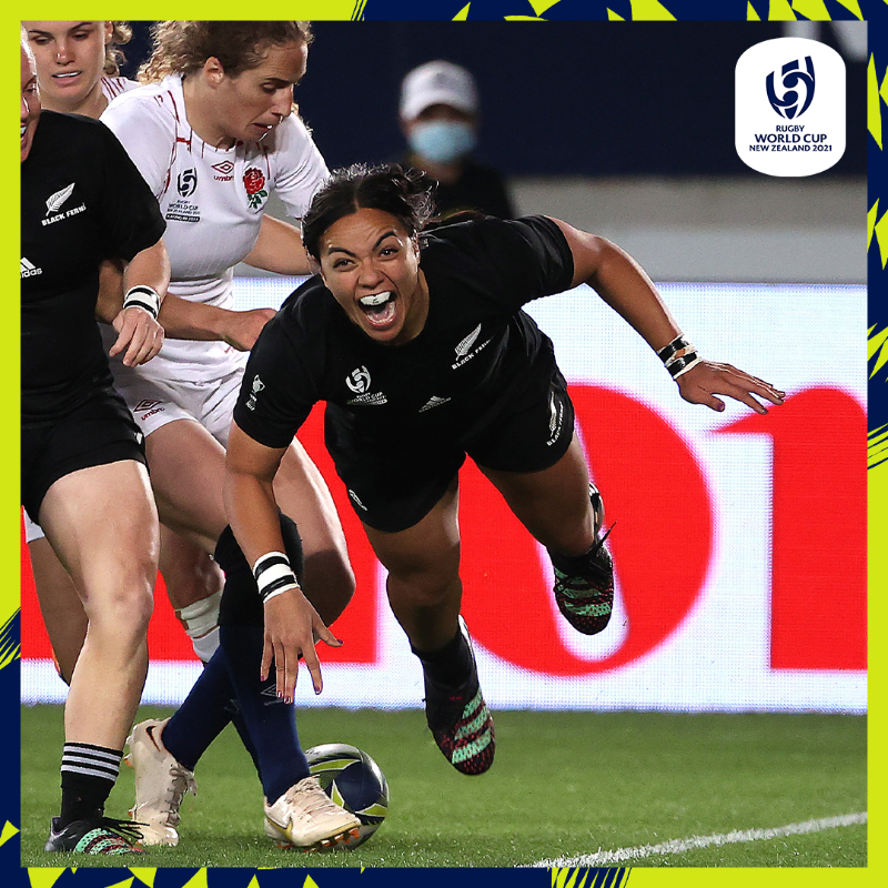 rugbyworldcup's tweet photo. Back and forth with 20 to go!

@BlackFerns and @EnglandRugby with a game for the ages

#NZLvENG | #RWC2021