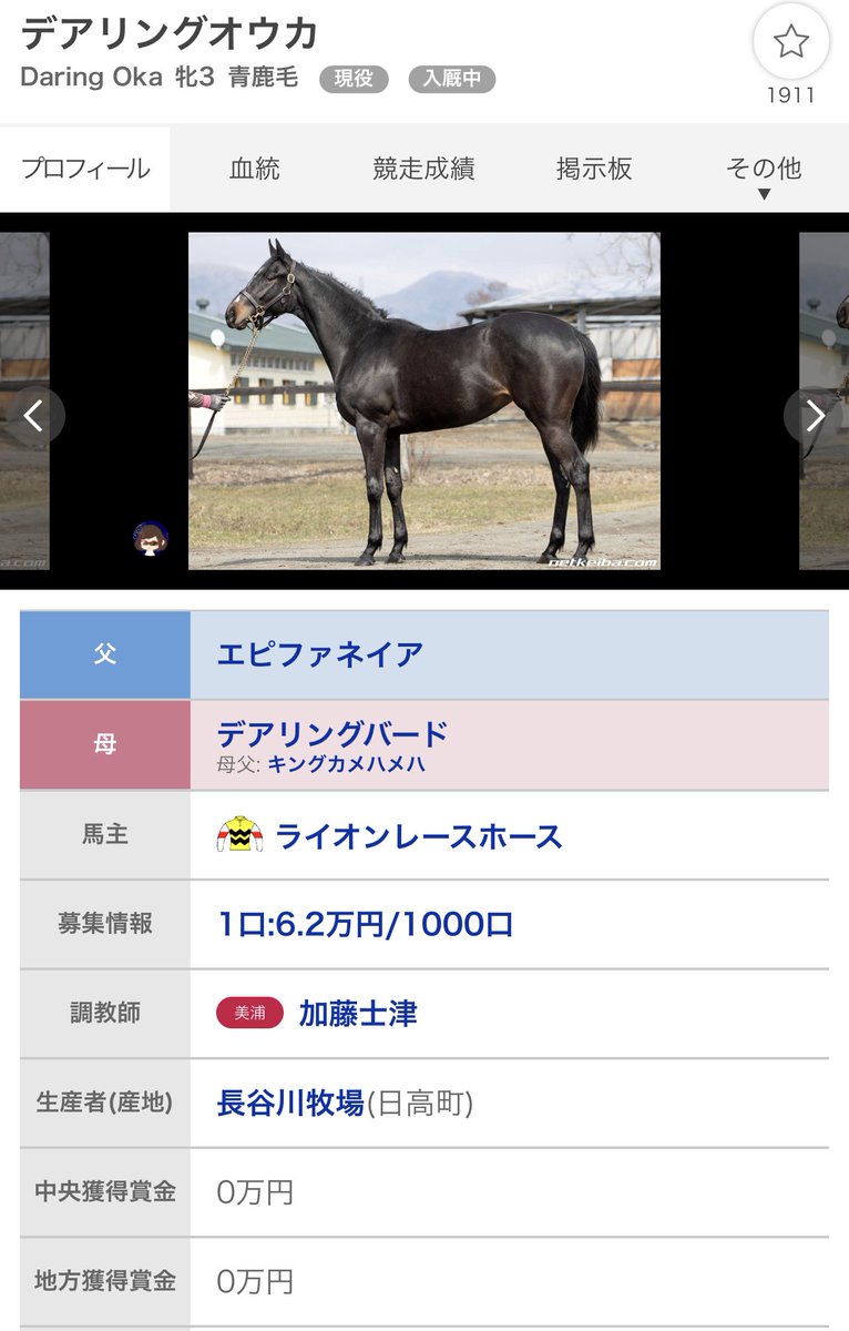 この前の阪神が最後のレースになってしまったのか
まず間違いなく繁殖牝馬にはなれるけど
この感じデアリングタクトの一個上の姉は未デビューで一個下のマオノジーナスが屈腱炎で引退だしデアリングバード自体も1走で引退
もしかしなくともこれは体質弱いな？ 