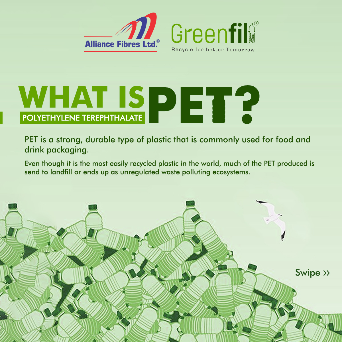 AllianceFibres's tweet photo. #Pet is strong, durable type of plastic that is commonly used for food and drink packaging.

#allliance #greenfil #recycle #sustainability #circulareconomy #recyclepet #petrecycling #petrecyclingindia #recycleforbetterearth #saveearth https://t.co/uZ3Yel5WhU